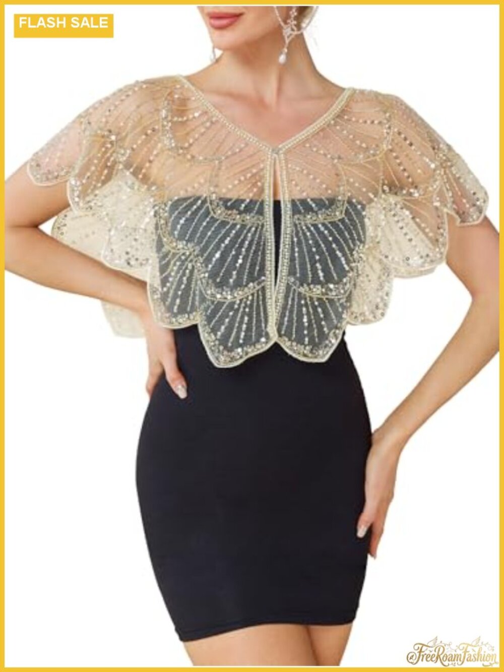 1920s Sequin Beaded Shawl Wrap Evening Party Gatsby